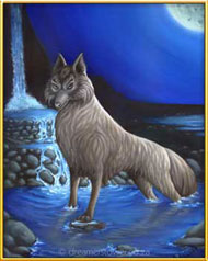 She has such a lovely touch of mystery and magick about her, especially with the moon&rsquo;s light resting on her back and the water flowing gently around her feet. The painting almost feels like a snapshot of a dream that now won&rsquo;t be forgotten. - completed in June 2013